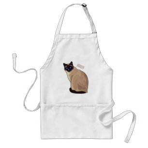 Siamese cat cartoon illustration  adult apron
