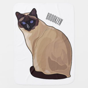 Siamese cat cartoon illustration baby blanket