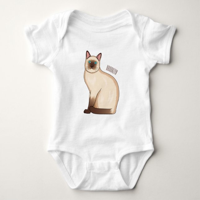 Siamese cat cartoon illustration baby bodysuit (Front)
