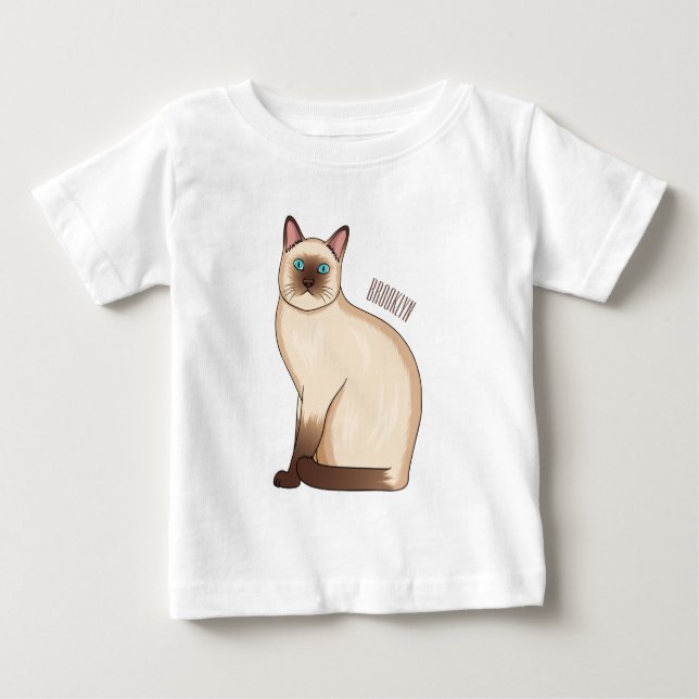 Siamese cat cartoon illustration baby T-Shirt (Front)