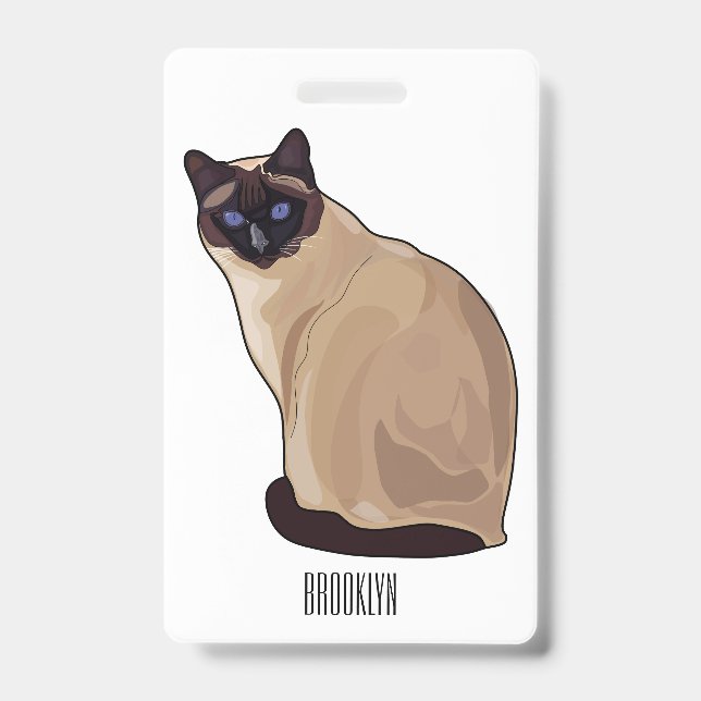 Siamese cat cartoon illustration  badge (Front)