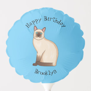 Siamese cat cartoon illustration  balloon
