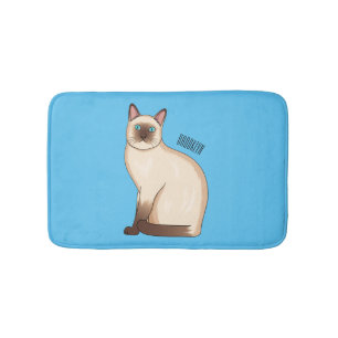 Siamese cat cartoon illustration bath mat