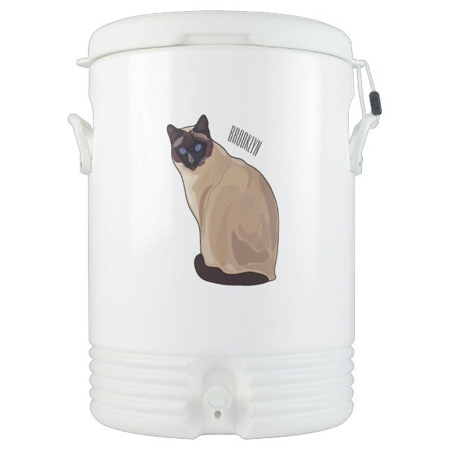 Siamese cat cartoon illustration beverage cooler (Front)