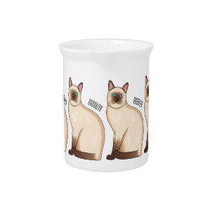 Siamese cat cartoon illustration beverage pitcher