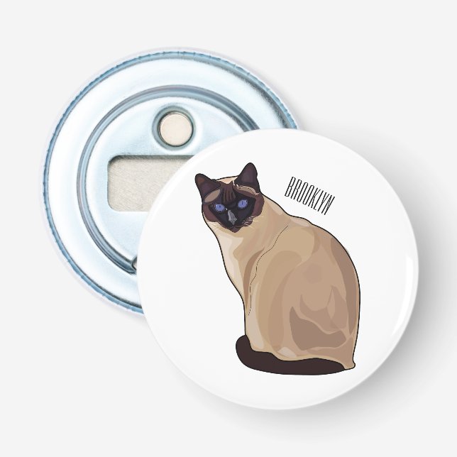 Siamese cat cartoon illustration  bottle opener (Front)