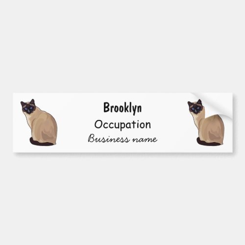 Siamese cat cartoon illustration bumper sticker