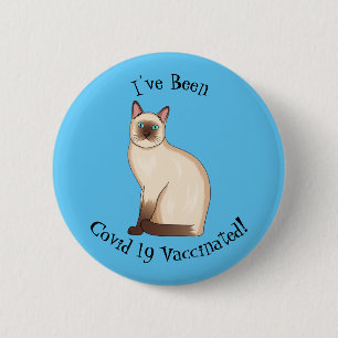 Siamese cat cartoon illustration button