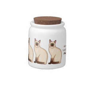Siamese cat cartoon illustration  candy jar