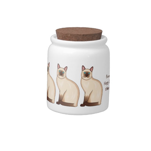 Siamese cat cartoon illustration  candy jar (Left)