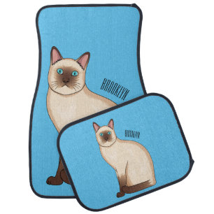 Siamese cat cartoon illustration car floor mat