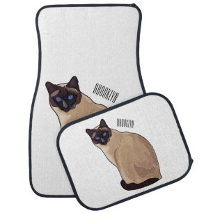 Siamese cat cartoon illustration  car floor mat