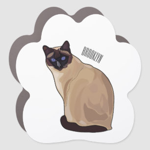 Siamese cat cartoon illustration car magnet
