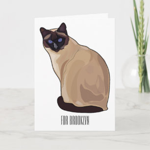 Siamese cat cartoon illustration card