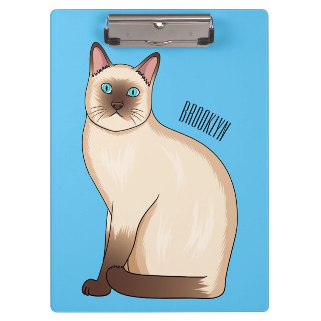 Siamese cat cartoon illustration clipboard (Front)