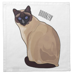 Siamese cat cartoon illustration  cloth napkin