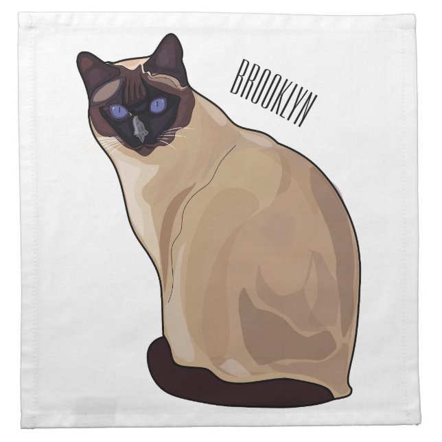 Siamese cat cartoon illustration  cloth napkin (Front)