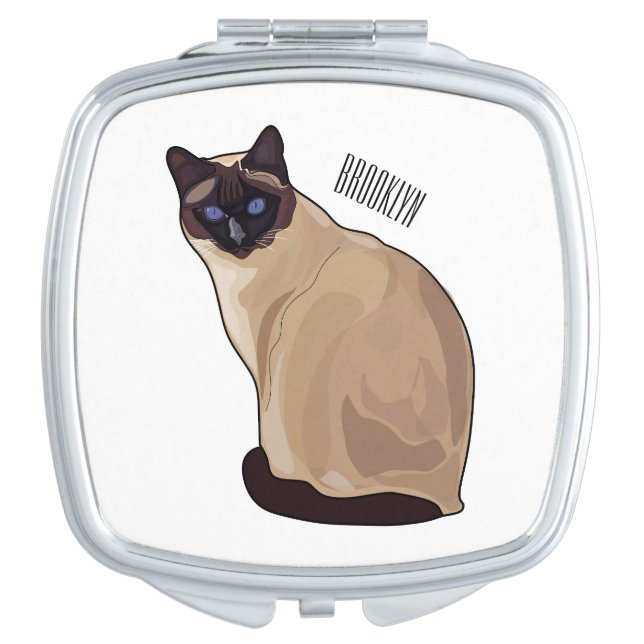 Siamese cat cartoon illustration  compact mirror (Front)