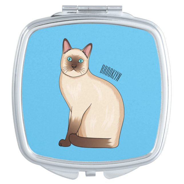Siamese cat cartoon illustration compact mirror (Front)