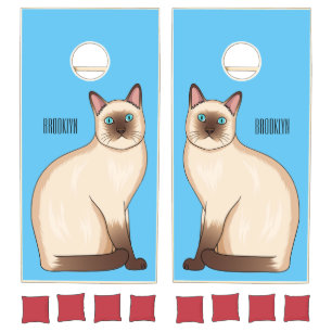 Siamese cat cartoon illustration cornhole set