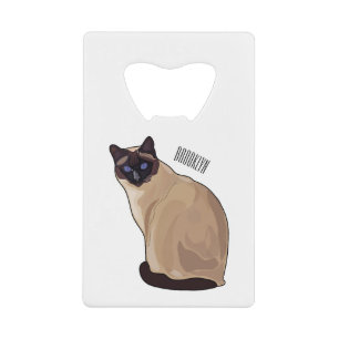 Siamese cat cartoon illustration credit card bottle opener