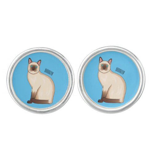 Siamese cat cartoon illustration   cufflinks