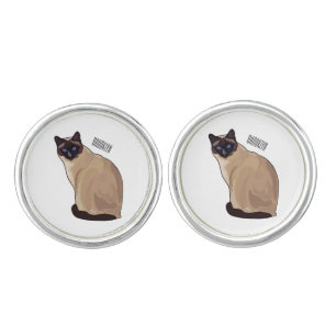 Siamese cat cartoon illustration cufflinks