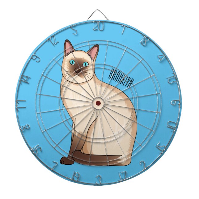 Siamese cat cartoon illustration dart board (Front)
