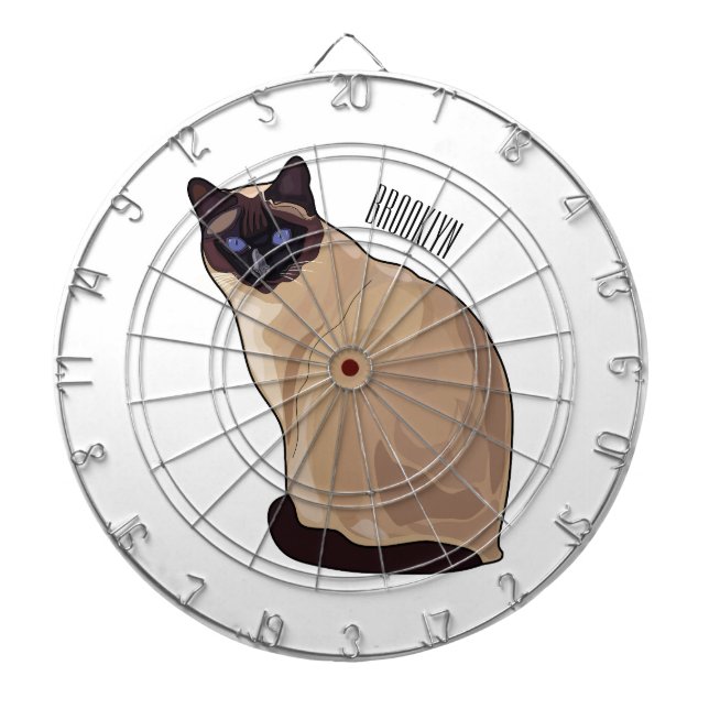Siamese cat cartoon illustration  dart board (Front)