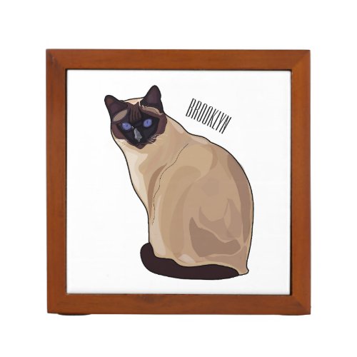 Siamese cat cartoon illustration  desk organizer