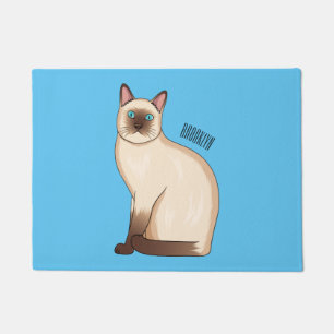 Siamese cat cartoon illustration doormat