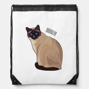 Siamese cat cartoon illustration  drawstring bag