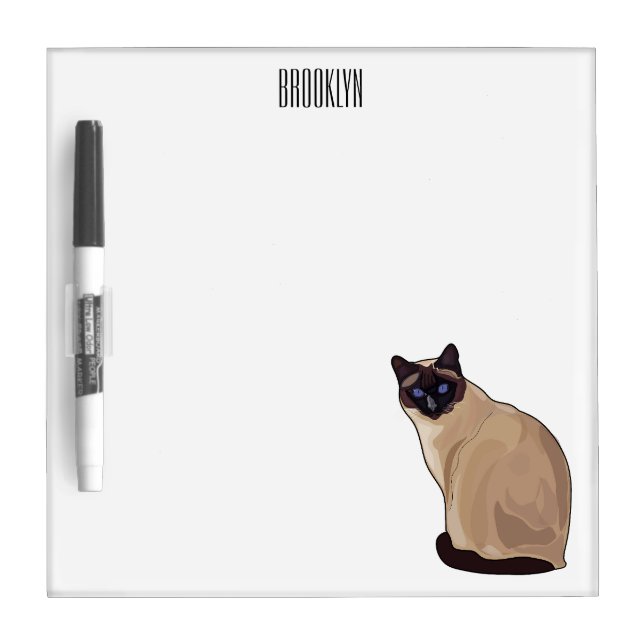 Siamese cat cartoon illustration  dry erase board (Front)