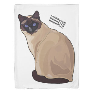 Siamese cat cartoon illustration  duvet cover