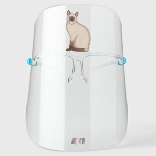 Siamese cat cartoon illustration  face shield