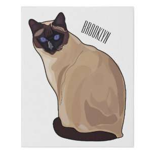 Siamese cat cartoon illustration faux canvas print