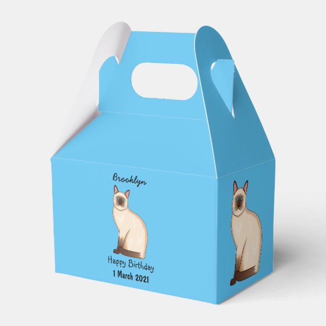 Siamese cat cartoon illustration favor boxes (Front Side)