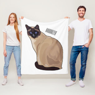 Siamese cat cartoon illustration fleece blanket