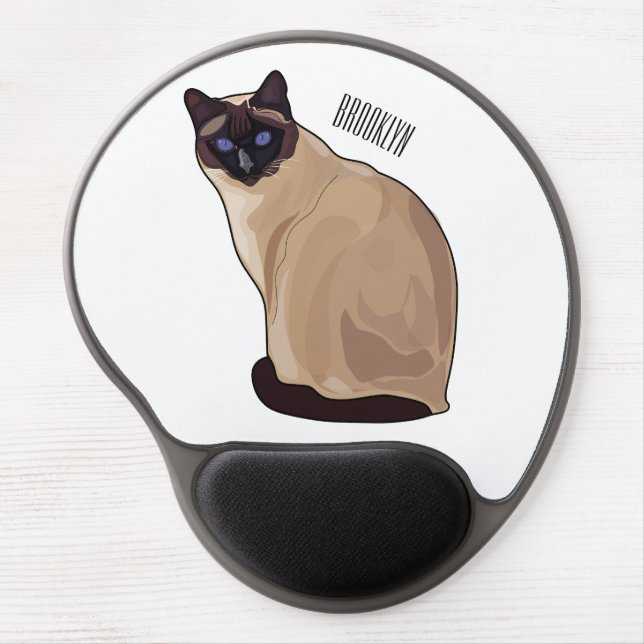 Siamese cat cartoon illustration  gel mouse pad (Front)