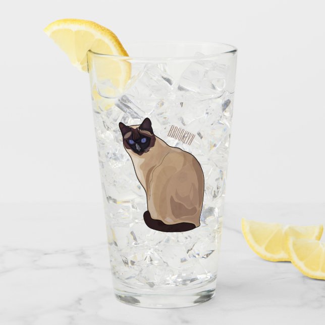 Siamese cat cartoon illustration  glass (Front Ice)