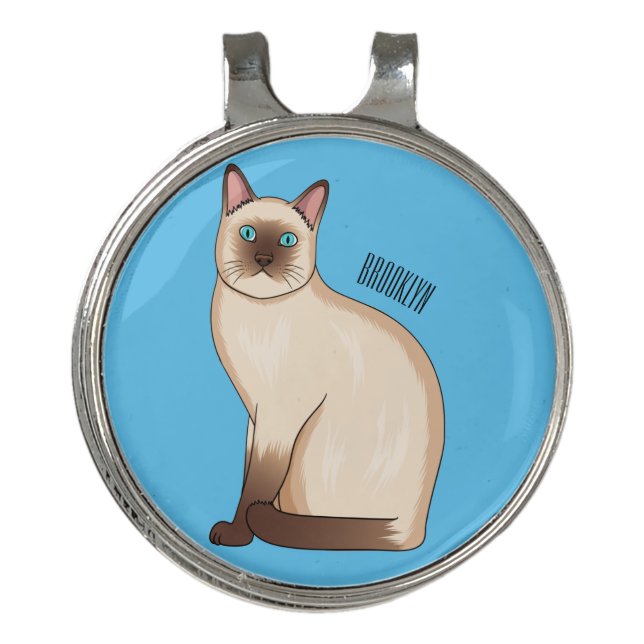 Siamese cat cartoon illustration  golf hat clip (Front)
