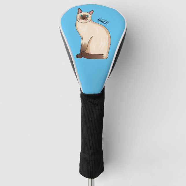 Siamese cat cartoon illustration  golf head cover (Front)
