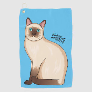 Siamese cat cartoon illustration golf towel