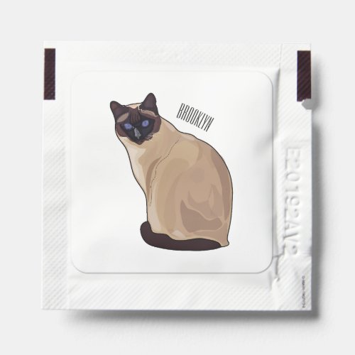 Siamese cat cartoon illustration  hand sanitizer packet