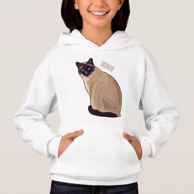 Siamese cat cartoon illustration  hoodie (Front)