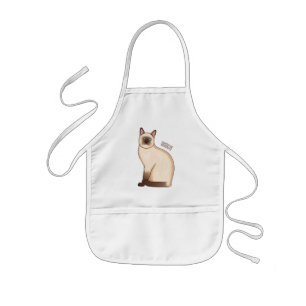 Siamese cat cartoon illustration kids' apron