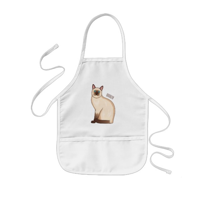 Siamese cat cartoon illustration kids' apron (Front)