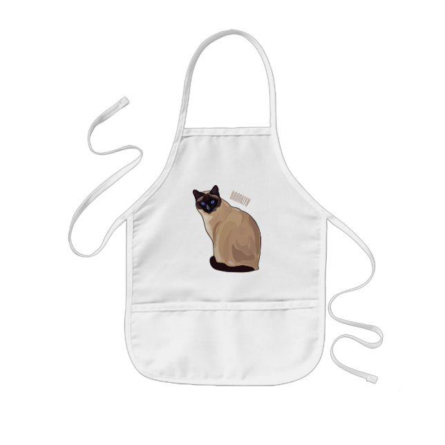 Siamese cat cartoon illustration  kids' apron (Front)