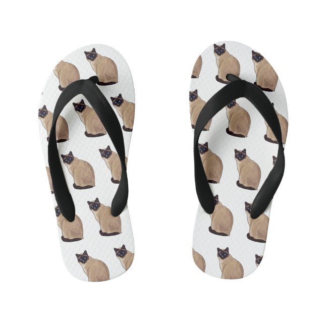 Siamese cat cartoon illustration  kid's flip flops (Footbed)