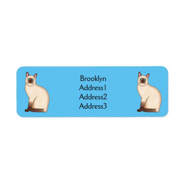 Siamese cat cartoon illustration  label (Front)